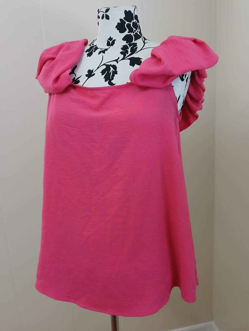 Haptics Bright Pink Ruffle Shoulder Top